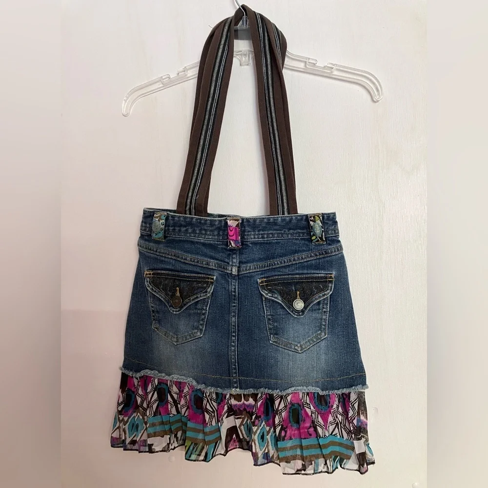 Handmade Upcycled Bag/Tote, Faded Denim, Cotton Lining, Handsewn/One of a Kind